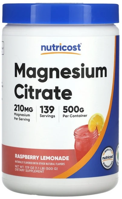 Nutricost 마그네슘시트레이트 라즈베리 레모네이드 500g(17.9oz) Nutricost (뉴트리코스트), 507 g, 1개, 500g - 쿠팡