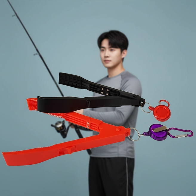 키밍 피싱 물고기 포획기 낚시용 피쉬 그립 가벼운 ABS 소재 집게, 블랙, 1개