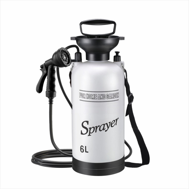 嘉吉 5L 手動氣壓噴霧瓶 戶外淋浴器, 6L白色淋浴器配3米皮管黑色10功能水槍, 1個