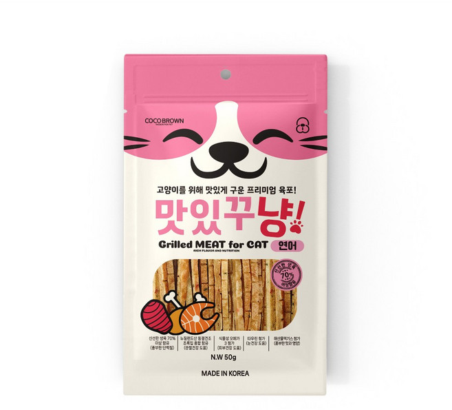 맛있꾸냥 프리미엄 육포 고양이간식, 연어, 50g, 1개