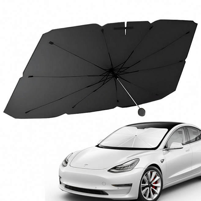 [TESLA 전용] 테슬라 썬브렐라 자동차 앞유리 우산형 햇빛 가리개 썬블록우산 최신형, 1개