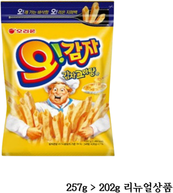 오감자 오리온 그라탕 지퍼백 감자스낵, 257g, 5개