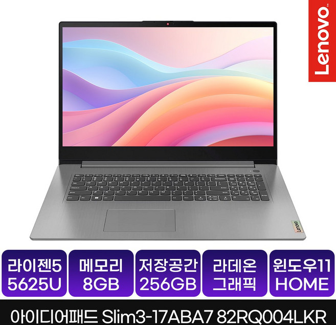 레노버 2022 아이디어패드 슬림 3 17ABA7 17.3 라이젠5 라이젠 5000 시리즈, Arctic Grey, 256GB, 8GB, WIN11 Home, 82RQ004LKR