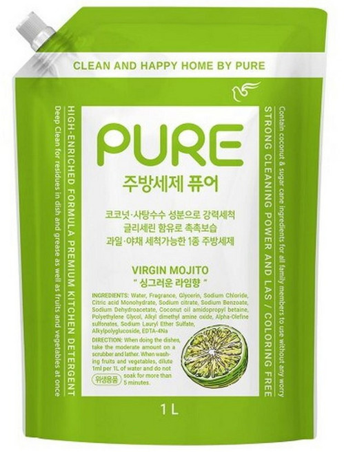 퓨어 버진 모히토 주방세제, 1개, 1L