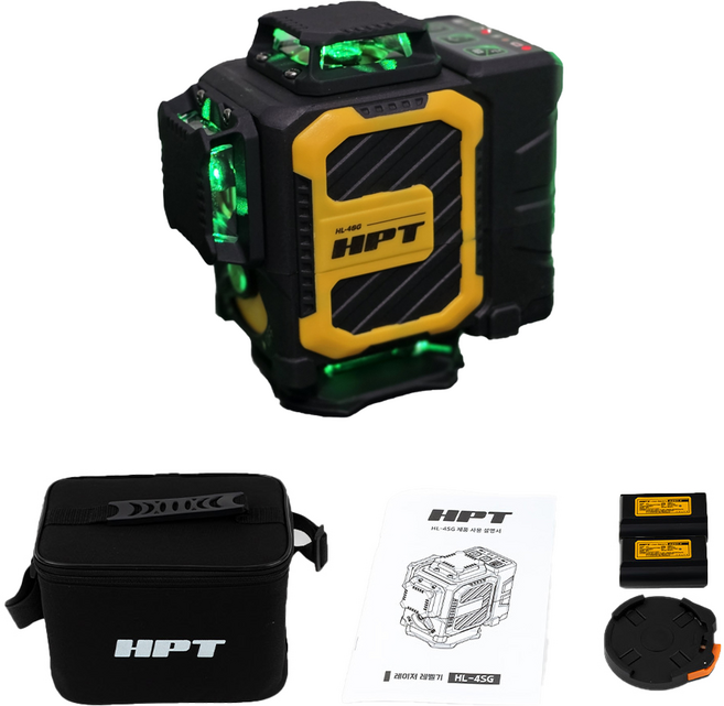 HPT 레이저레벨기 미니 그린 4D 오스람 다이오드 HL-4SG 배터리2개 최신형, 1세트