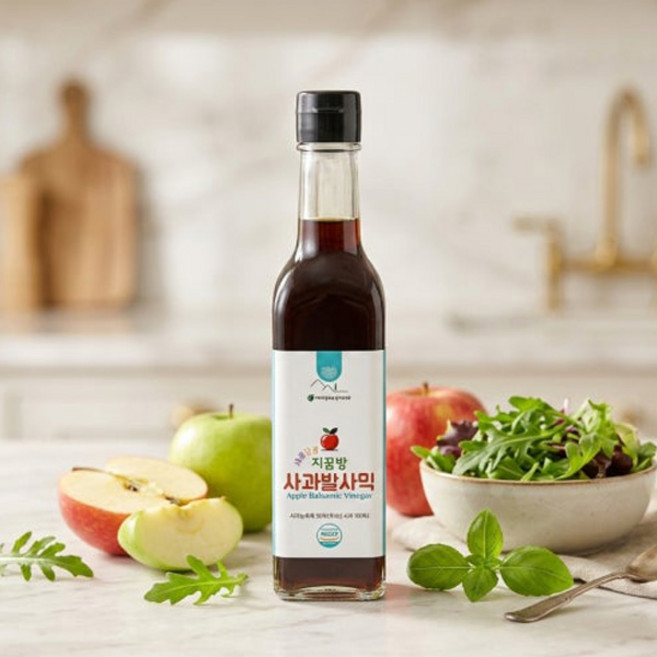 지꿈방 국내산 사과 발사믹 식초 250ml 자연 발효 샐러드 드레싱, 1개