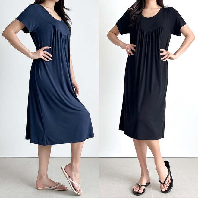 퍼스트클로 1+1 빅사이즈 여성 사계절 홈웨어 롱원피스 반팔 잠옷 실내복 7XL (55-140)