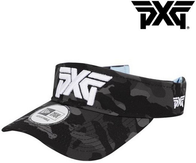 [정품] PXG 남성 바이저 골프 모자 썬캡 카모 스포츠, 블랙, 1개