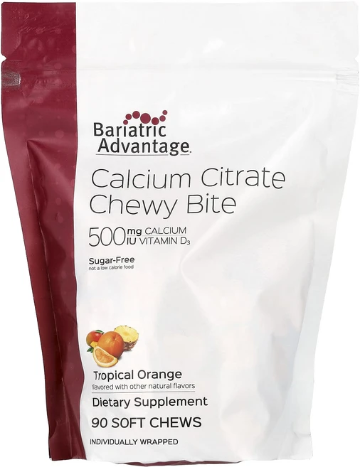 Bariatric Advantage 칼슘시트레이트 츄이 바이트 무설탕 트로피칼 오렌지 소프트 츄 90개, Bariatric Advantage 칼슘시..., 1개, 90정 - 쿠팡