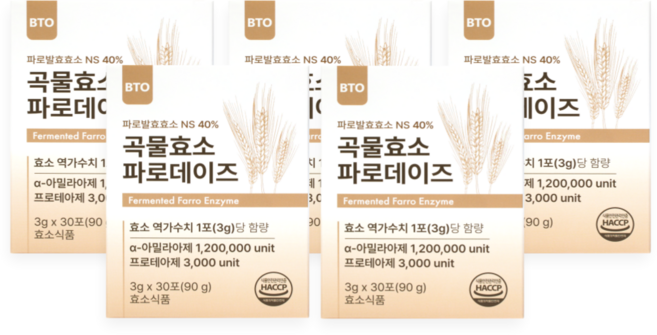 비티오 곡물파로효소 파로데이즈 5개월분, 90g, 5박스