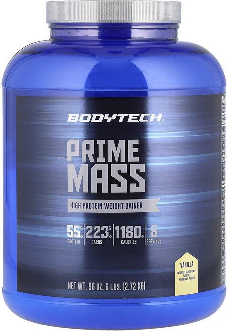 건강챙기세요 BodyTech Prime Mass 하이 프로틴 중량 게이너 바닐라 2.72kg(6lbs) 백살까지오래오래, BodyTechPrimeMass하이프로틴중량게이너바닐라, 2.72kg, 1개
