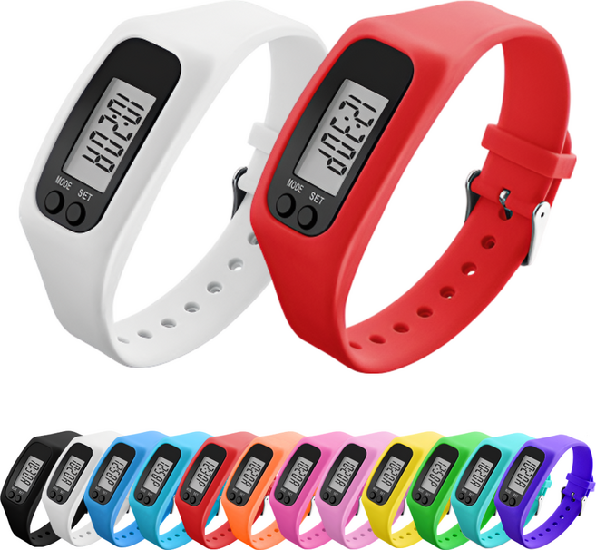 브레베네 만보기 손목시계, 2개, 화이트1+레드1