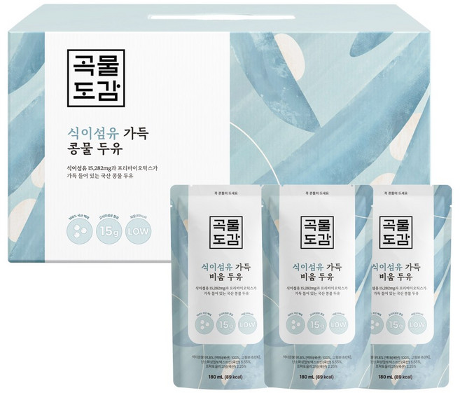 곡물도감 식이섬유 가득 비움 두유, 180ml, 15개