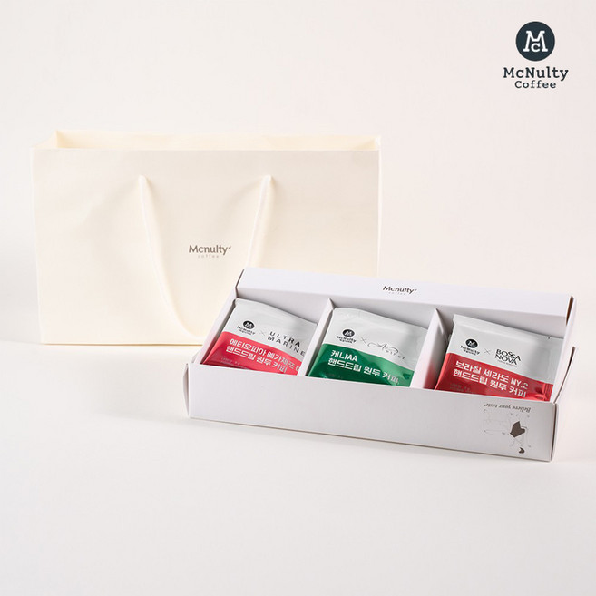 [맥널티] 싱글오리진 핸드드립커피 3종 세트(예가체프 케냐 세라도), 1세트, 15개입, 8g