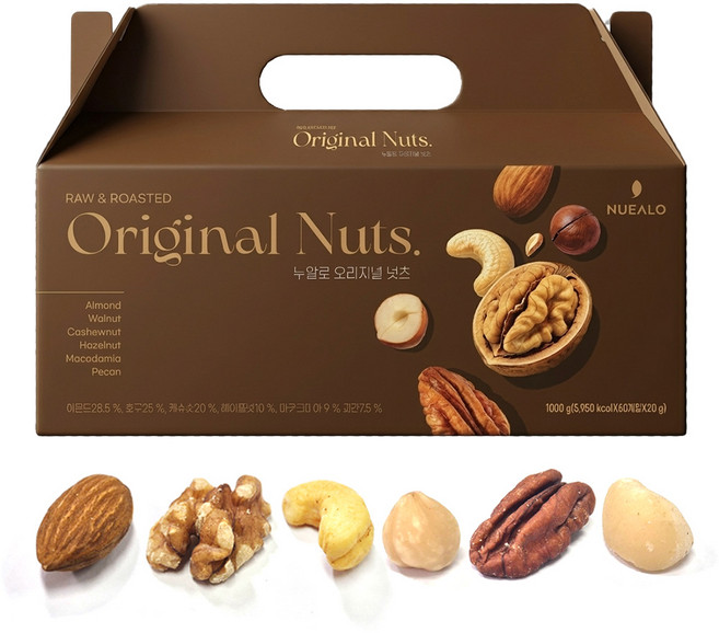 누알로 오리지널넛츠 20g x 50봉 순수견과, 50개