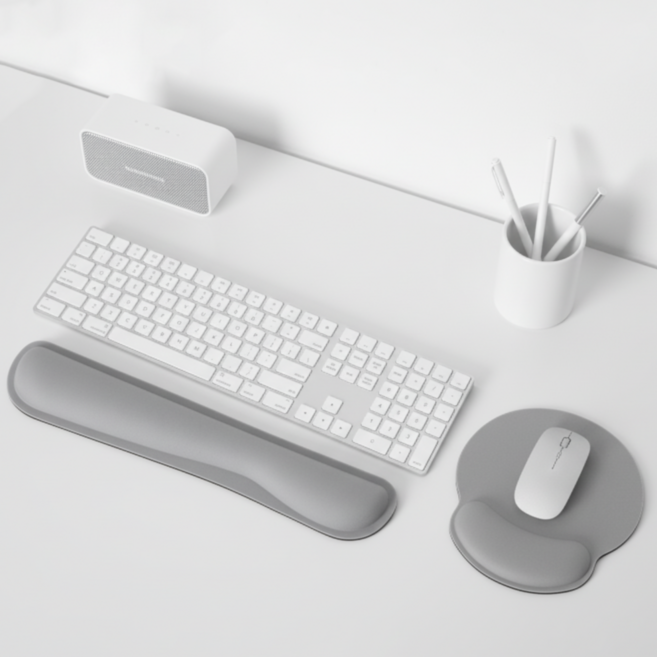 링고룸 키보드 마우스 손목 받침대 세트 보호, 1세트, 그레이