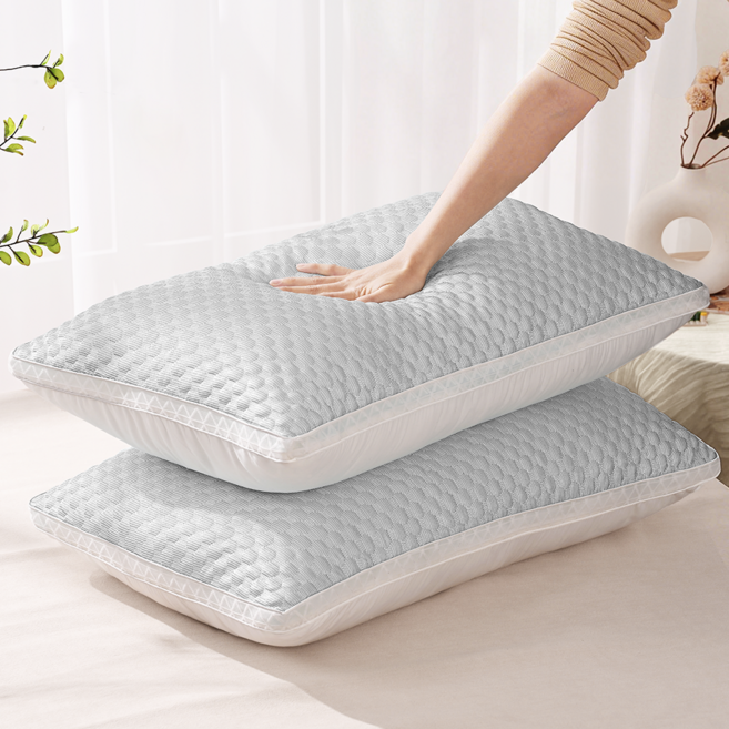 1+1 베개 3D 파이버 배게 목편한 경추베개 마사지 베게, 2개, 그레이