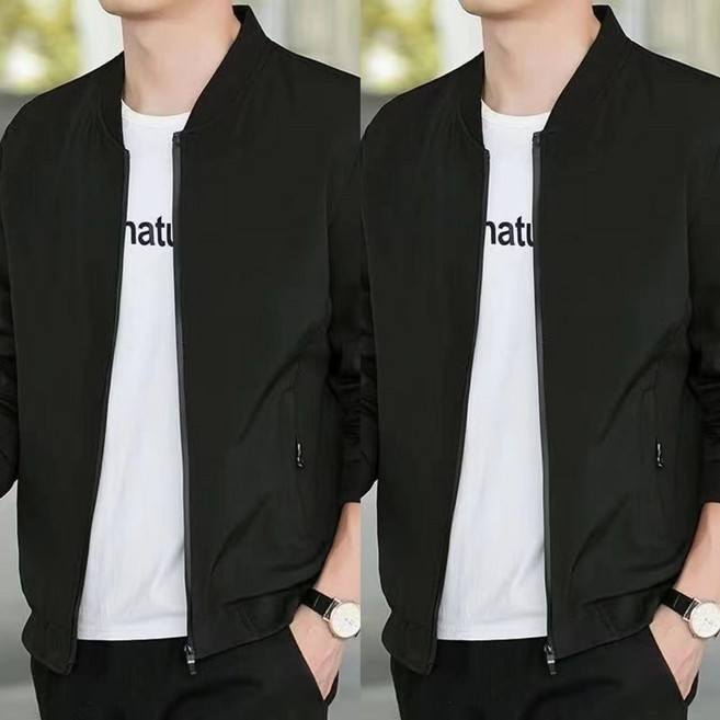 1+1 중년 남성 점퍼 봄가을 패션 캐주얼 야구넥 자켓 커플 아우터 심플 트렌드 상의 YHY