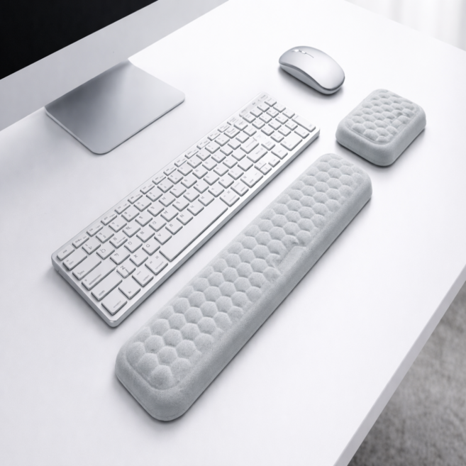 보넬티 메모리폼 손목보호 키보드 마우스 손목 받침대, 1세트, 그레이