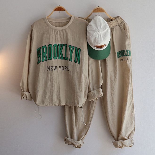 긴팔 티셔츠 밴딩 팬츠 바스락 운동복 BR 스트링 트레이닝 세트