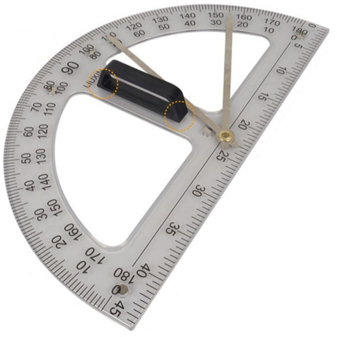 중학생 수학 자석칠판용 각도조절 교사용 자침각도기 돌봄교실 기초수학 수학기자재, 1세트, 반투명