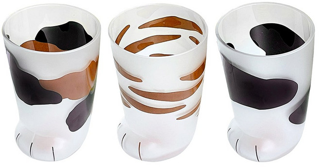 이이공브이샵 솜방망이 냥발컵 고양이 유리컵 3P세트