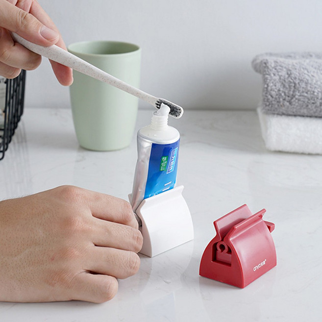 놀자리빙 논슬립 알뜰 에코스탠드 튜브 치약짜개 치약디스펜서 튜브치약디스팬서, 레드, 1개