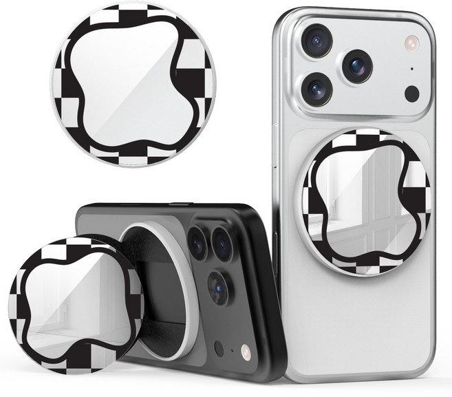 이디즌 디자인 미러 그립 스마트톡 맥세이프 홀더 스탠드, 1개, 블랙체크