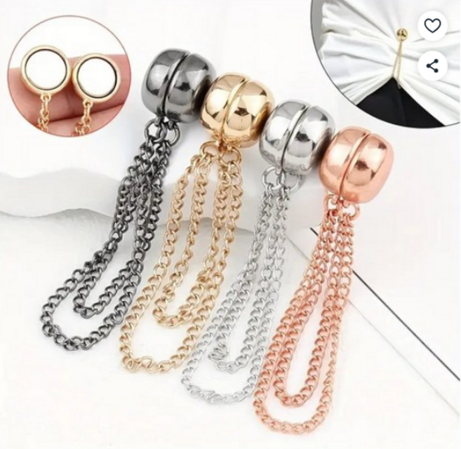 COVERONE 다기능 자석 체인 마그네틱 단추 의류 패션 클립 4종세트, 4개, 블랙1P+골드1P+실버1P+로즈 골드1P