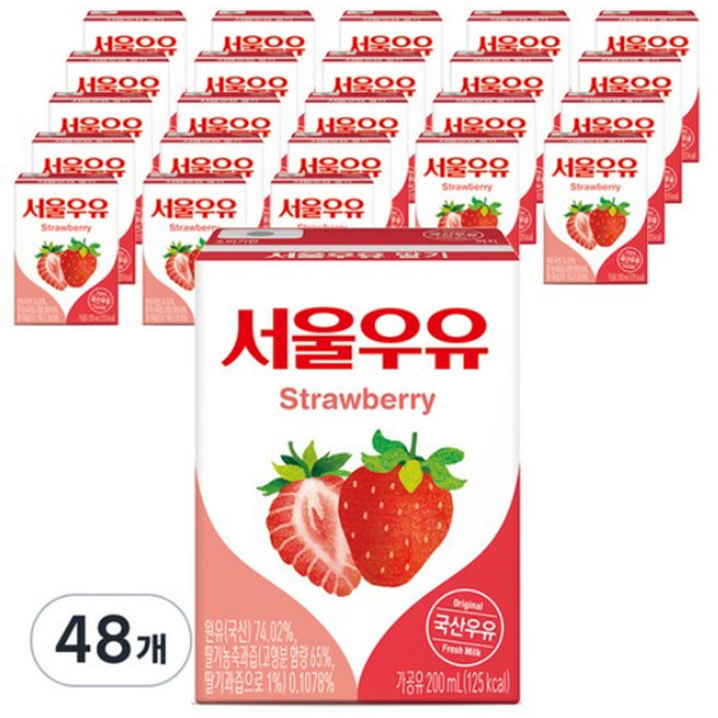 서울우유 멸균딸기, 200ml, 48개