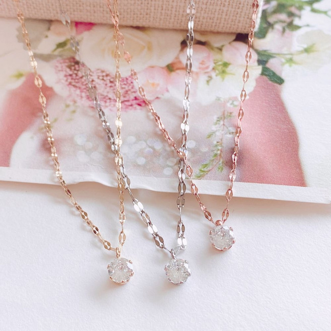 [써지컬스틸] 예쁨 한줄여리 크리스탈 목걸이, 골드, 여리체인, 1개