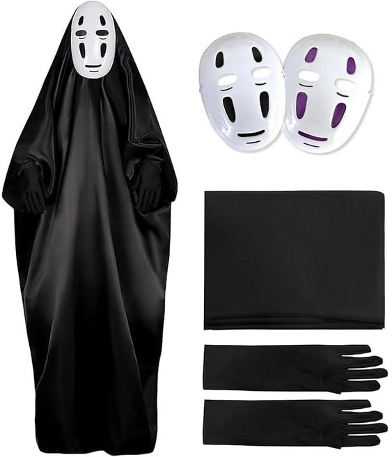 가오나시 코스프레 의상 마스크 2장 포함 코스튬 할로윈 학교 축제 축제 촬영 크리스마스 연출 각종 파티 어린이 130