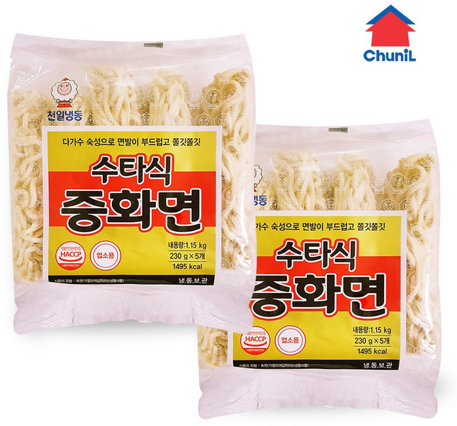 천일식품 수타식 중화면 1.15kg(230gx5개) 2개, 1.15kg