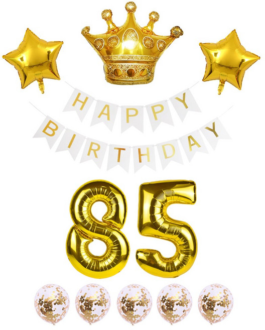 생일 가랜드 대형 숫자풍선 생일파티 화이트 세트 리본 왕관 하트 스타 은박풍선 파티용품 [에브리띵스마일] 1223, 1세트, 화이트 85