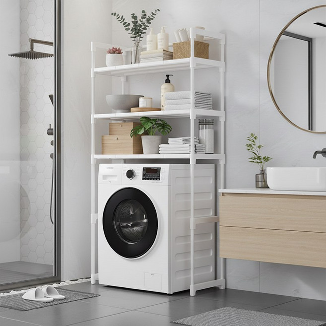 세탁기 선반 3단 탄탄하고 견고한 건조기선반 가정용 다용도 수납 선반, 1개, F03-흰색
