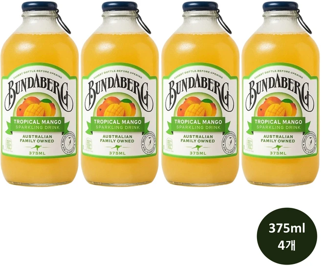 분다버그 트로피칼 망고 375ml 4병 탄산음료, 4개 - 쿠팡