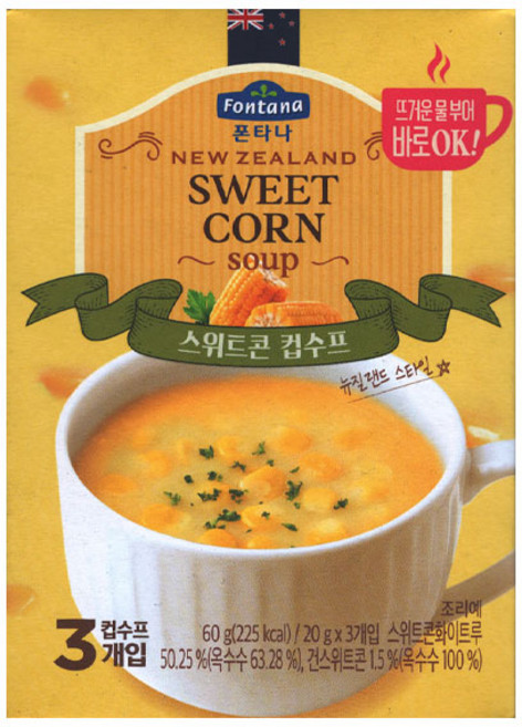 폰타나 뉴질랜드 스위트콘 컵수프, 60g, 4개
