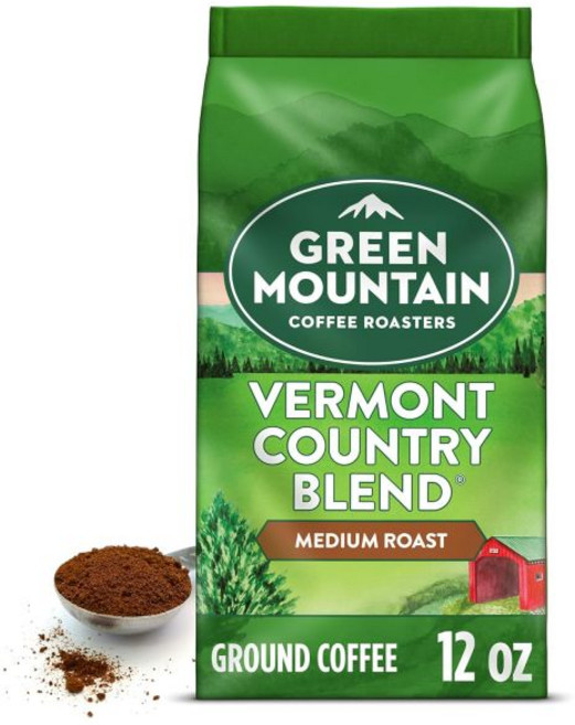 Green Mountain Coffee Roasters 분쇄 가루 커피 그린 마운틴 로스터스 공정 인증 수마트라 리저브 다크 로스트 10온스 포장, Vermont Country Blend, 12온스 (1팩), 1개