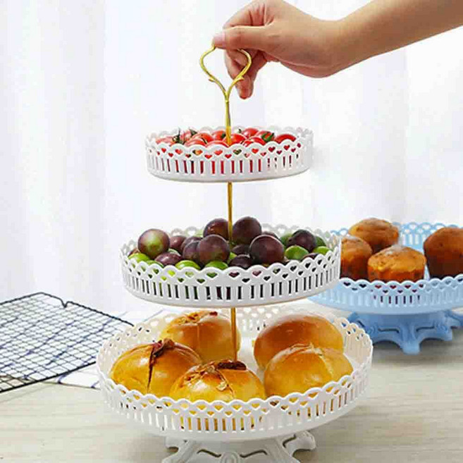 디저트 트레이 3단 화이트 홈카페 용기 호텔 분위기, 1개
