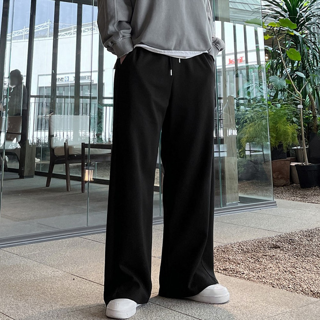 어반플리커 남성 긴 기장 밴딩 와이드 트레이닝 바지