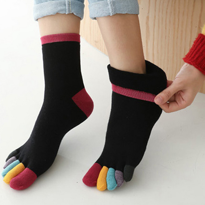 여성발가락양말 운동 겨울 두꺼운 면 파일 중목 발가락양말 4켤레세트