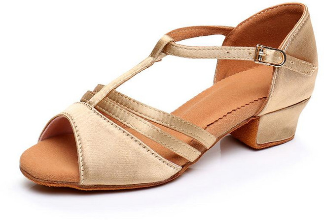 라틴댄스구두 댄스화 빅사이즈 탱고 스포츠댄스 여성 살사 사교, 235, 라이트 브론즈 3cm