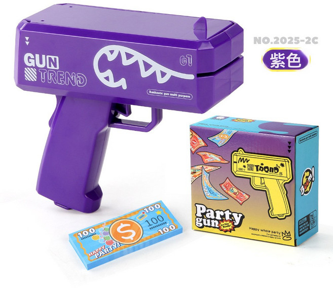 噴錢槍 Money Gun美金槍 噴錢槍玩具射錢 鈔票槍 玩具槍, 1個, 2025-2C帶logo紫色噴錢槍(小號)210g:1個