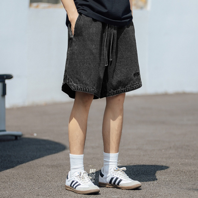 HANYO 남성 여름용 밑단 트임 디자인 워싱 데님 반바지