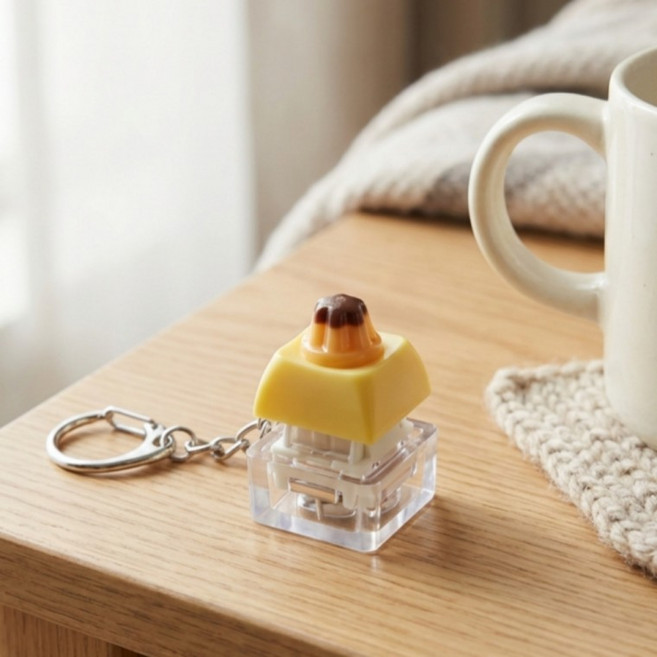 딸깍 푸딩 키캡 키링 디저트 클리커 선물 연인 친구 우정 귀여운 굿즈 키체인