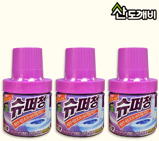 산도깨비 슈퍼청 병 라벤더X3개 병타입 변기세정제, 180g, 3개