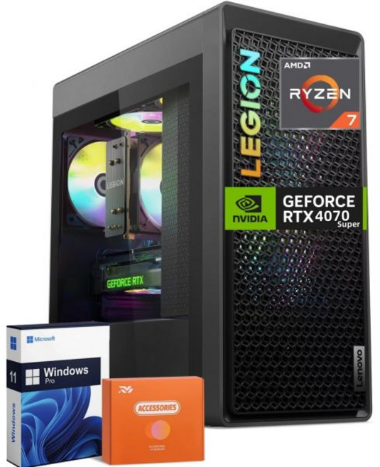 레노버 리전 T5 8세대 게이밍 타워 데스크톱 PC AMD 라이젠 7 7700(최대 5.3GHz) 엔비디아 RTX 4070 슈퍼 12GB GDDR6X 64GB DDR5 2T