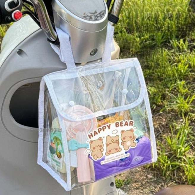 드리숲 자전거 킥보드 방수 투명 수납 가방, 1개, 화이트