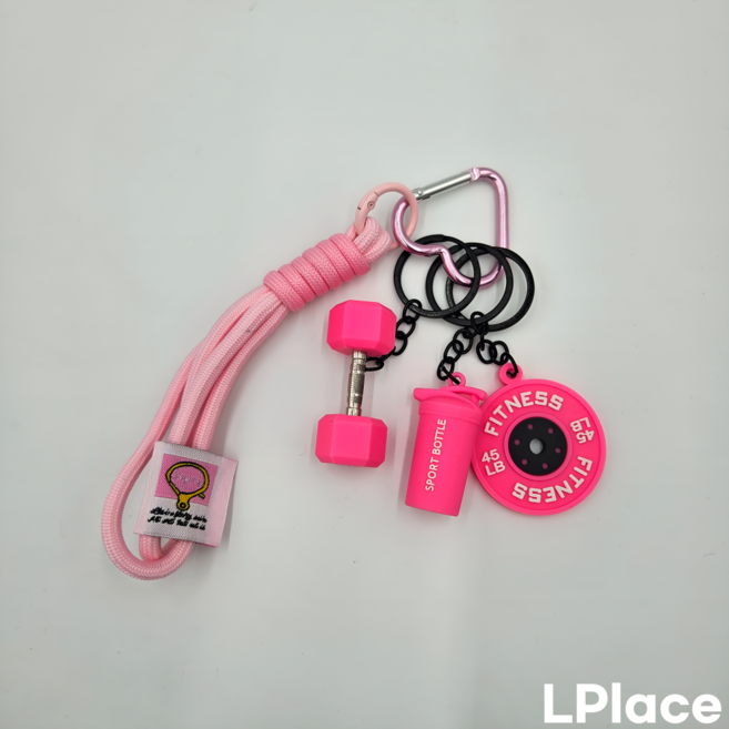 이플레이스 스포츠 피트니스 키링 짐 운동 열쇠고리 가방걸이, 1개, 핑크