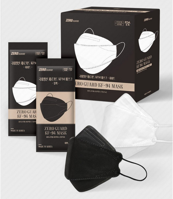 국내생산 KF94 제로가드 귀안아픈 보건용 비말차단 황사방역 마스크 대형, 1매입, 100매, 화이트